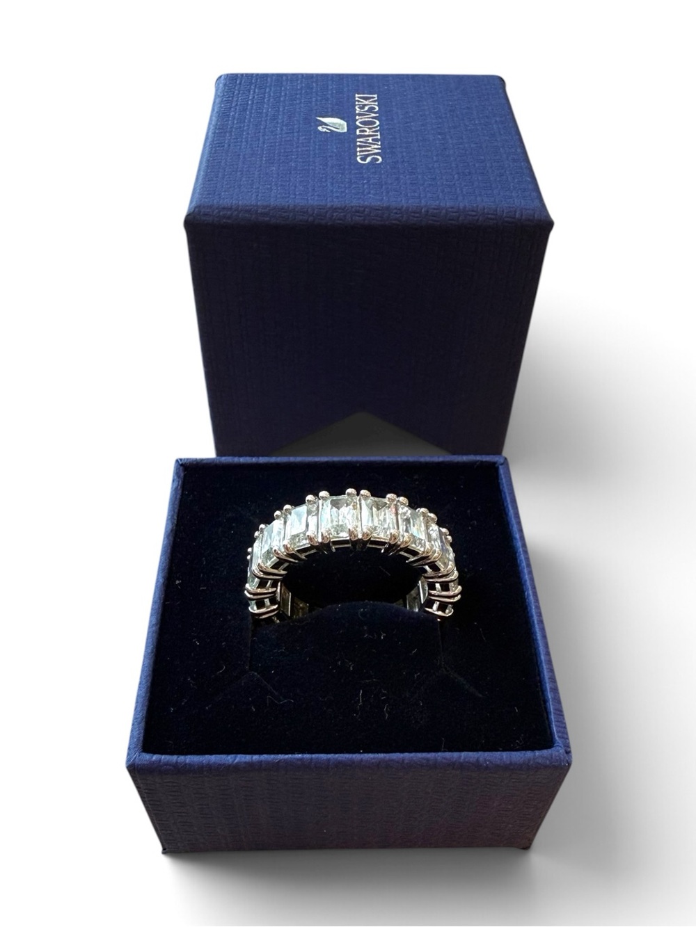 Swarovski Silver Baguette Crystal Multi-Stone Band Ring